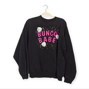 Vintage Bunco Babe Black Graphic Long Sleeve Pullover Sweatshirt Size L